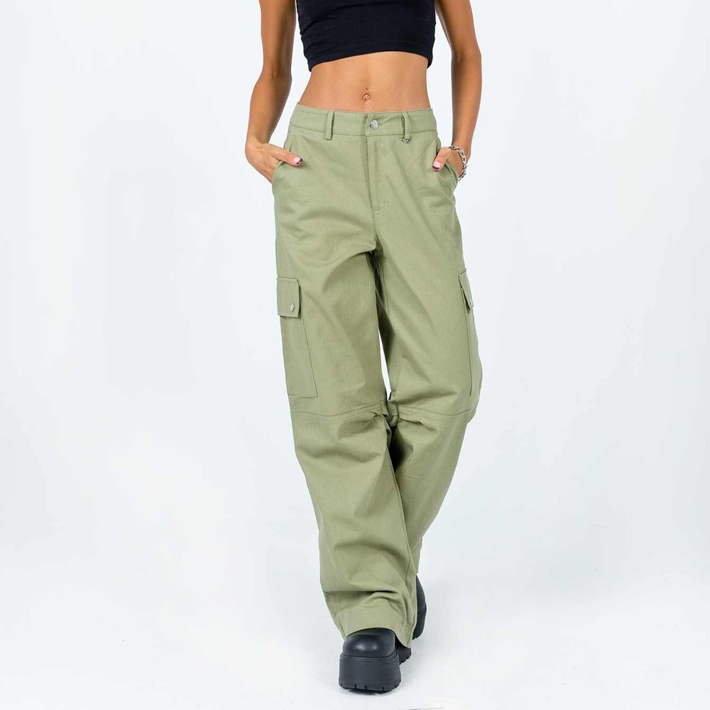 Princess Polly Mid-Rise Green Cargo Pants Size 0